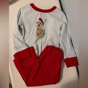 Festive Kids Pajama Set with Dog Design